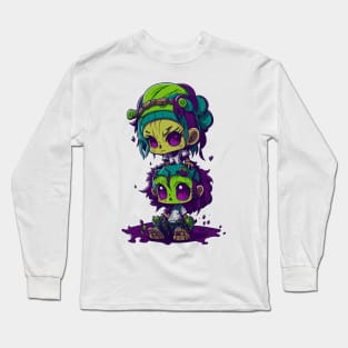 Zombie Duo Delight - Halloween Cute Cartoon Long Sleeve T-Shirt